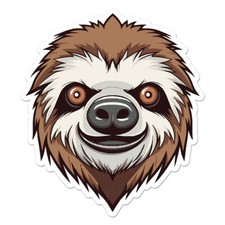 Sloth Head, Vinyl Decal Sticker, Indoor Outdoor, 3 Sizes, 11250