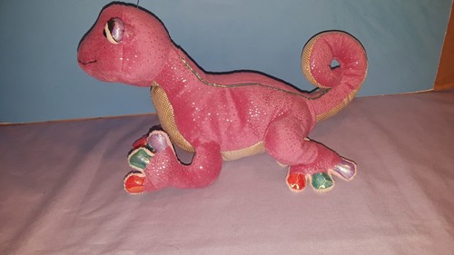 Ganz WEBKINZ * GLAMOUR GECKO * (HM462) Plush 8" Sparkly Pink Stuffed Toy No Code - Picture 3 of 4