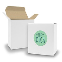 Itenga Set FÜR Dich 24Xfaltschachtel Quader Weiß Braun + Sticker Gastgeschenk