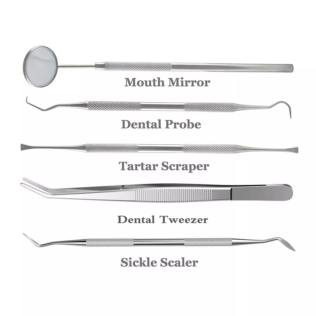 Dental Tools Set (5pc) Dental Mirror, Tarter Scraper, Dental Pick, Dental  Scaler