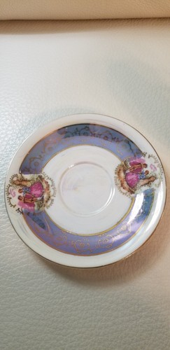 Vintage Porcelain Tall Footed DEMITASSE TEACUP & SAUCER Courting Couple fine - Picture 4 of 12