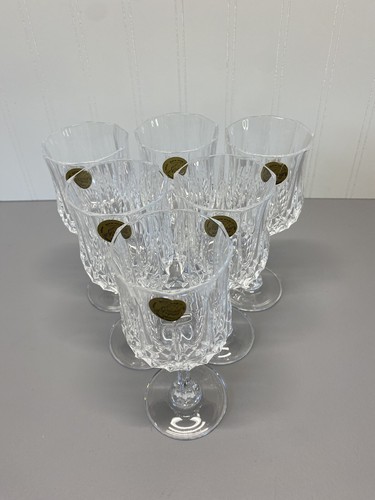 Cristal D'Arques Longchamp Cut Crystal Wine/ Water Glass Goblets 5oz. Set Of 6 - Picture 4 of 21