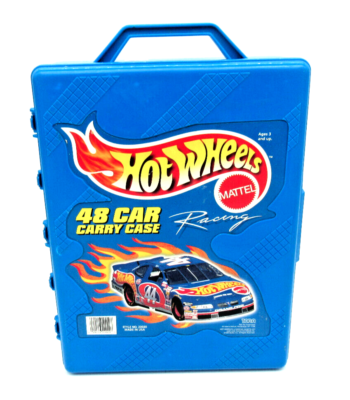 Vintage Hot Wheels Mattel 48 Car Hard Carry Case Racing Blue 44
