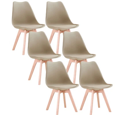 EGOONM Lot de 6 Chaises de Salle à Manger Avec Siège Rembourré Scandinave Chaise Beige