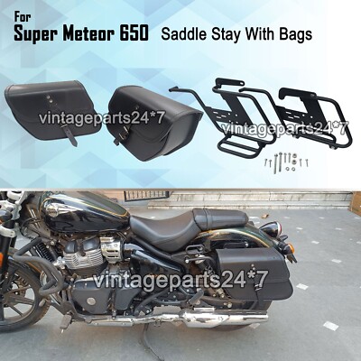 Für Royal Enfield Super Meteor 650 Gepäckträgertaschen mit Sattelstrebe, Schwarz