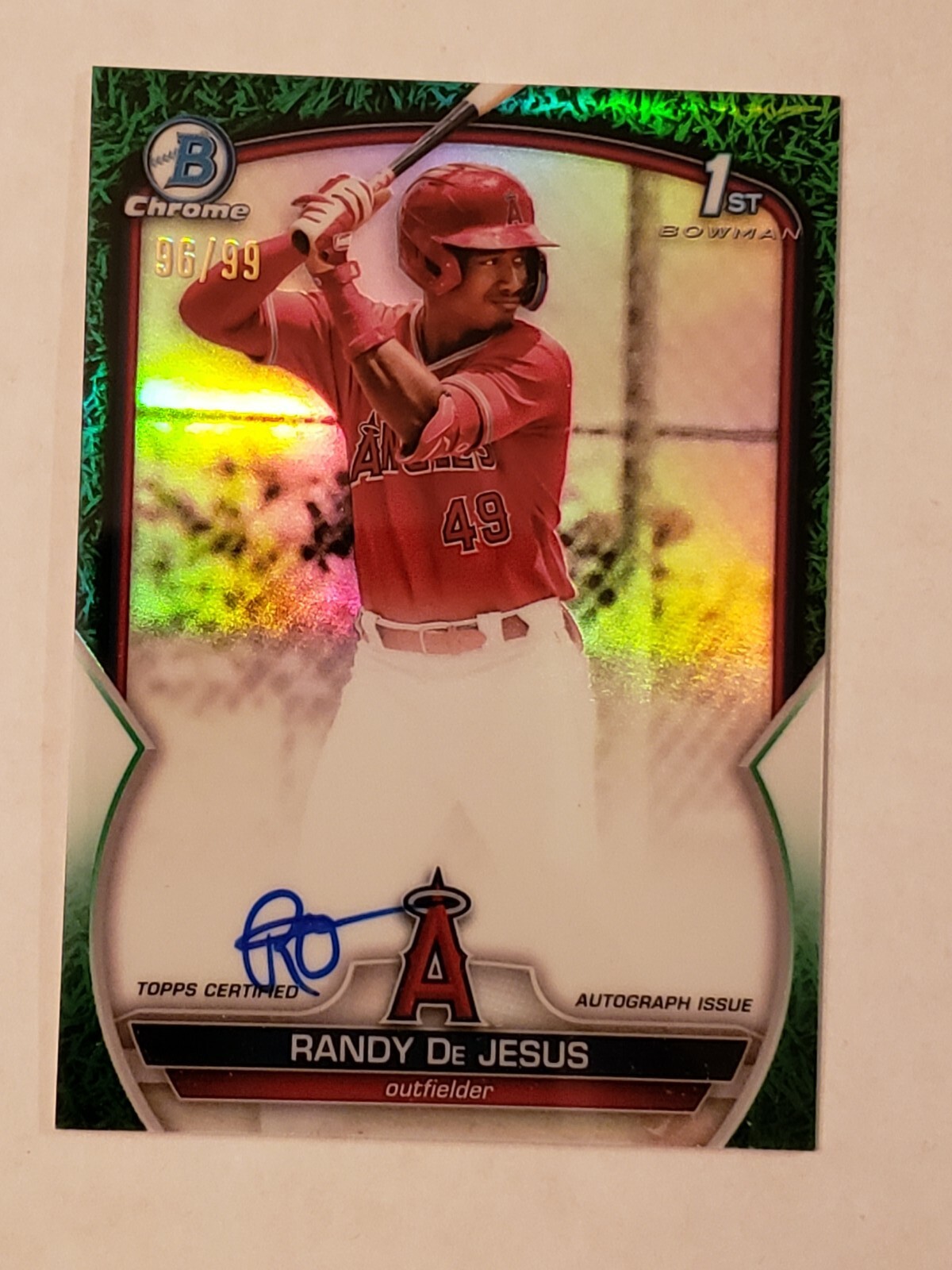 2023 Bowman Randy De Jesus #CPA-RD 1st Green Grass Chrome Refractor Auto #/99