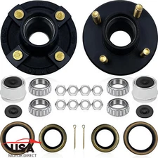 2 Sets 4 on 4'' Trailer Hub Kit for 2000 lbs 1" or 1-1/16" Trailer Straight Axle