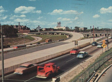 Old Cars Edsel Ford, John Lodge Expressway Detroit Michigan Plastichrome Card