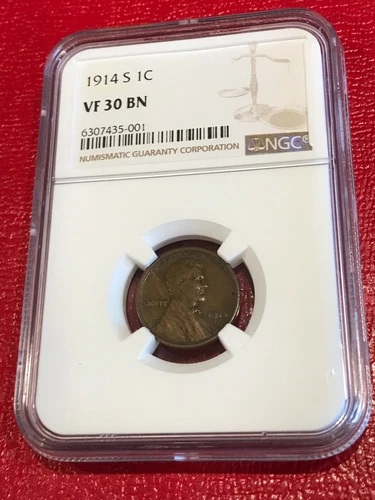 NGC VF 30 BN 1914 S LINCOLN CENT-TOUGHER DATE-NOV222