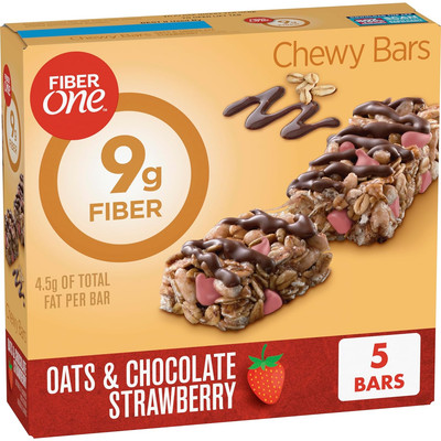 Chewy Bars, Oats & Chocolate Strawberry Fiber Snacks, 5 Count, 7 Oz