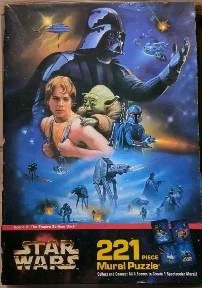 Rompecabezas mural vintage de Star Wars escena 1 y 2 - Milton Bradley - 221 piezas cada uno NUEVO Foto 3 de 4