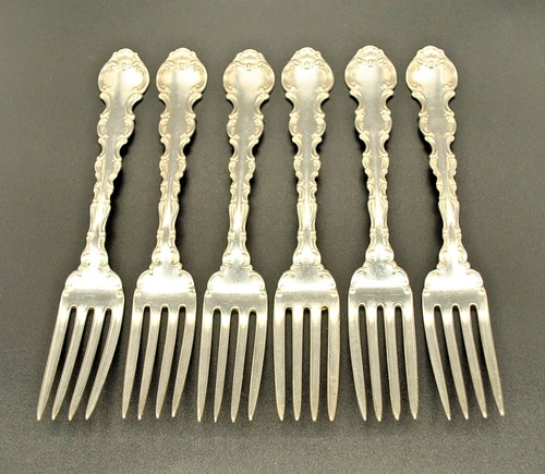 6 Gorham STRASBOURG Sterling Silver Dinner Forks - Long Tines - 7-5/8"