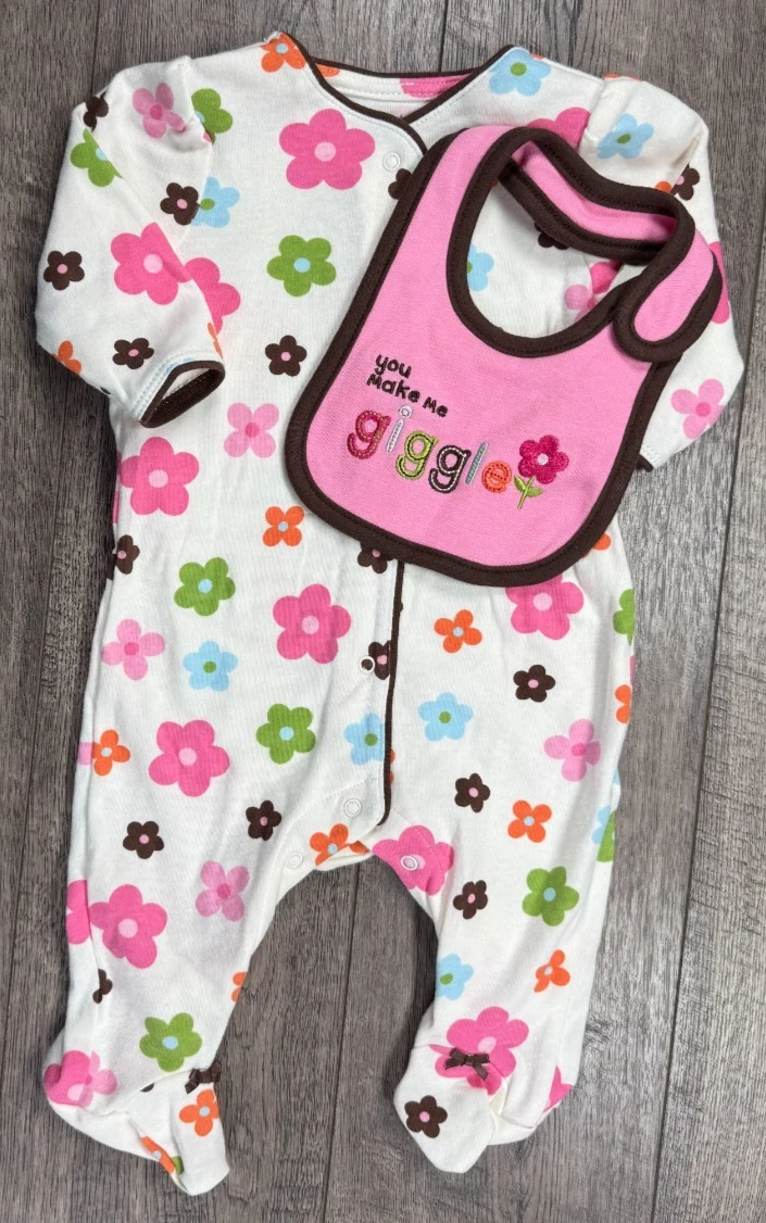 Baby Girl Clothes Nwot Vintage Just One You Carter's 0-3 Month 2pc Giggle Outfit