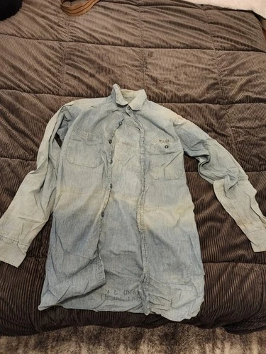 US Navy Chambray Utility Shirt Denim ww2 vietnam military