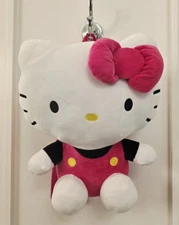 Sanrio Hello Kitty Soft White Plush Backpack Pink Outfit  Bow Straps Zip Pocket 