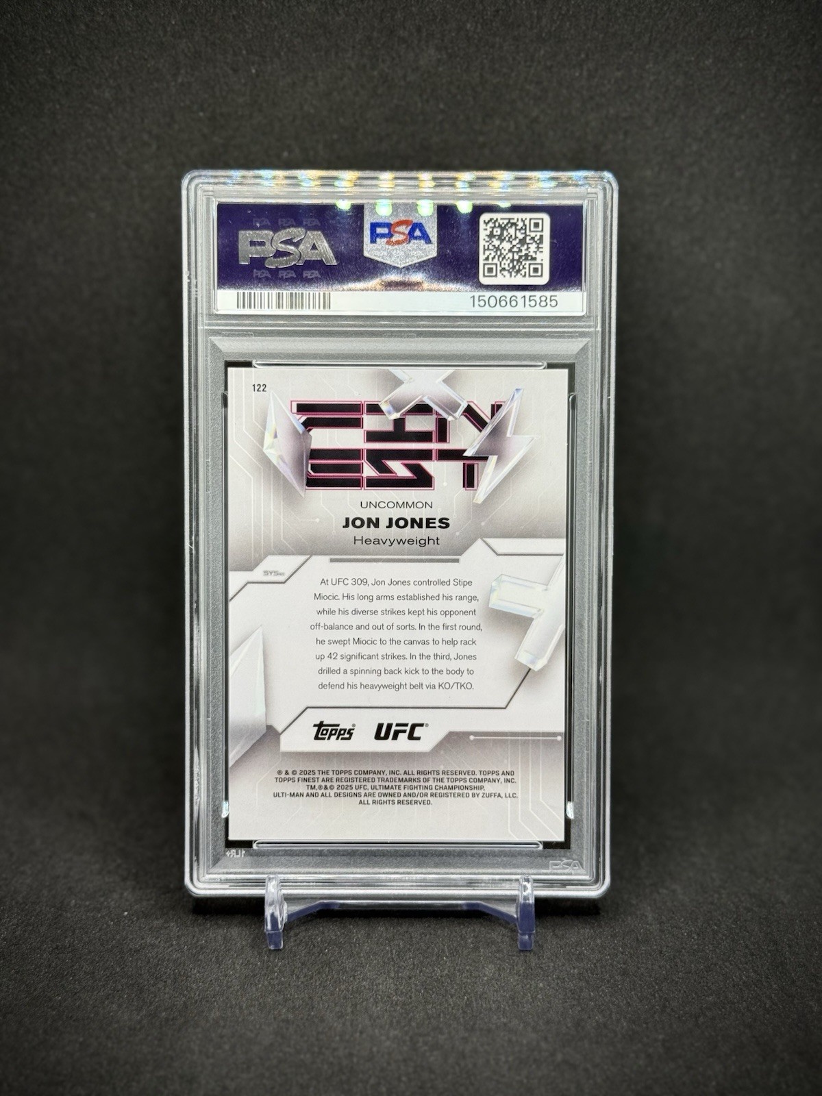 Jon Jones 2025 Topps Finest UFC Red Black Vapor Refractor /15 PSA 10 view 3