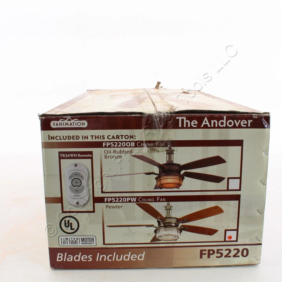 Fanimation FP5220PW Andover Pewter 5 Blade 54" Ceiling Fan and Light w/ Remote - Image 3 of 3
