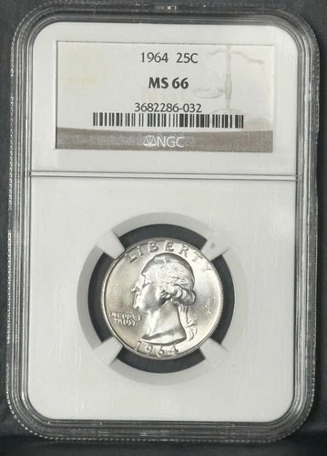 1964 P ** Washington Silver Quarter ** NGC MS66 **