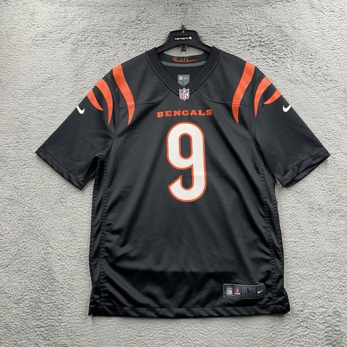 Nike Joe Burrow #9 Men’s Black & Orange Jersey Size Large NFL Jersey Bengals
