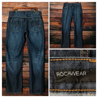 Rocawear Jeans 38X34 Classic Fit Baggy Streetwear Denim 100% Cotton Dark Wash 