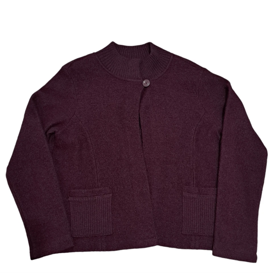 Kate Hill Wool One Button Front Closure Lagenlook Retro Grunge Sweater Medium - Image 3 of 4