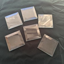 3x3 SQUARE Beveled Top Flat Back Stained Glass Supplies Clear Lot Of 6 VTG