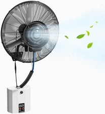 Outdoor Wall-Mount Misting Fan Oscillating Metal Fan 20'' 4 Speeds w/Water Tank