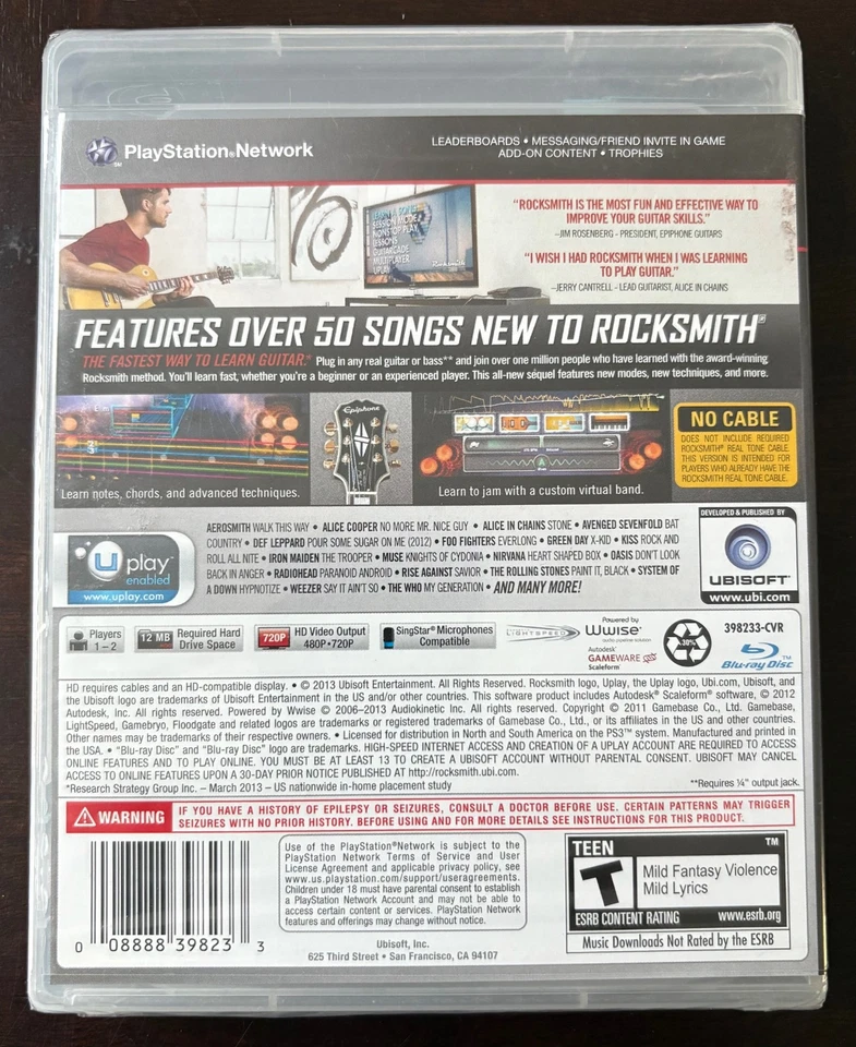 Rocksmith 2014 PS3 Playstation 3 - No Cable - New & Sealed - Image 2 of 2