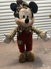 Disney Mickey Mouse Scarecrow Fall Harvest Halloween Decor Plush 22  