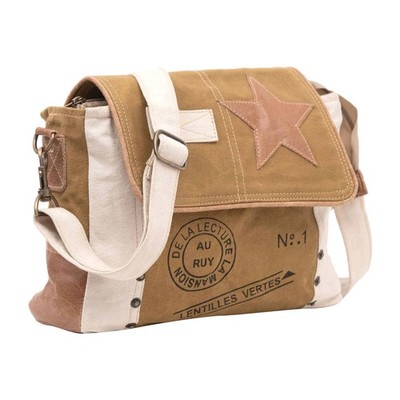 Shy Shy Leather Star Shoulder Bag, Adjustable Handle, Canvas Crossbody Bag