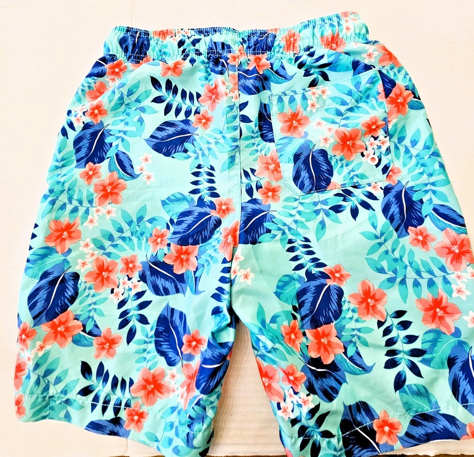 PLACE Sport Boys Swim Trunks Lined Pocket Swimsuit Print Floral Large 10/12 - Image 2 of 3