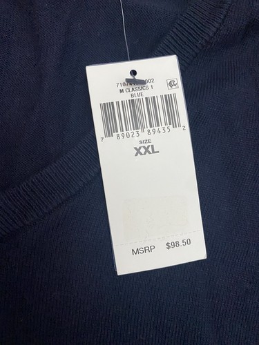 Sweater - Polo Ralph Lauren - V-Neck-Cotton - Navy Blue-Pullover-XXL - NEW/Tag - Picture 2 of 7
