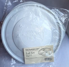 NEW Pampered Chef Bowl Lids White 2 Piece 10” & 9” For Colander Bowl #2798 NIP