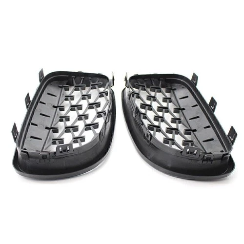 For BMW E81 E82 E87 E88 ABS 2Pcs Chrome+Black Diamond Style Front Bumper Grille - Picture 13 of 18