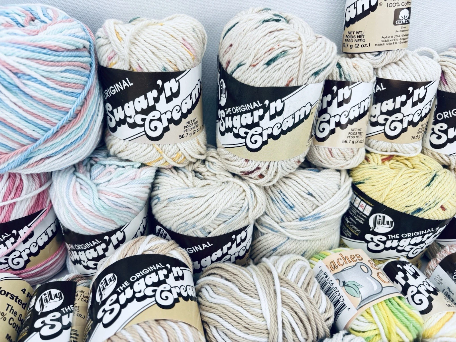 Large Lot Sugar 'N Cream Cotton +Scrub Off +Peaches & Cream DESTASH VTG Yarn image 3