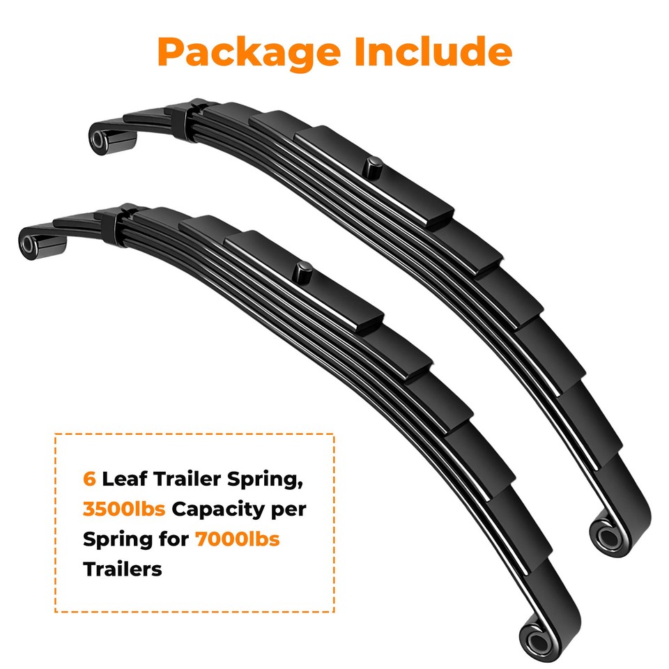 For 7000lbs 7K Single Trailer Axle 6 Leaf Double Eye Leaf Springs & U ...