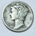 1943 D MERCURY DIME *90% SILVER, Circulated Coin, Free Shipping #6695