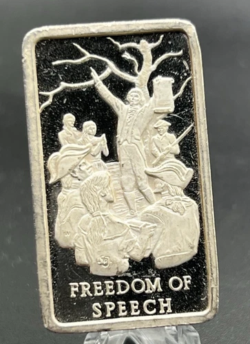 VINTAGE 1973 Freedom of Speech PROOF .999 Silver Bar 2.15 ozt