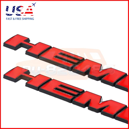 2Pcs For Charger Hemi Emblem Fender Side Letter Badge Black Red 3D Sticker Decal - product listing photo