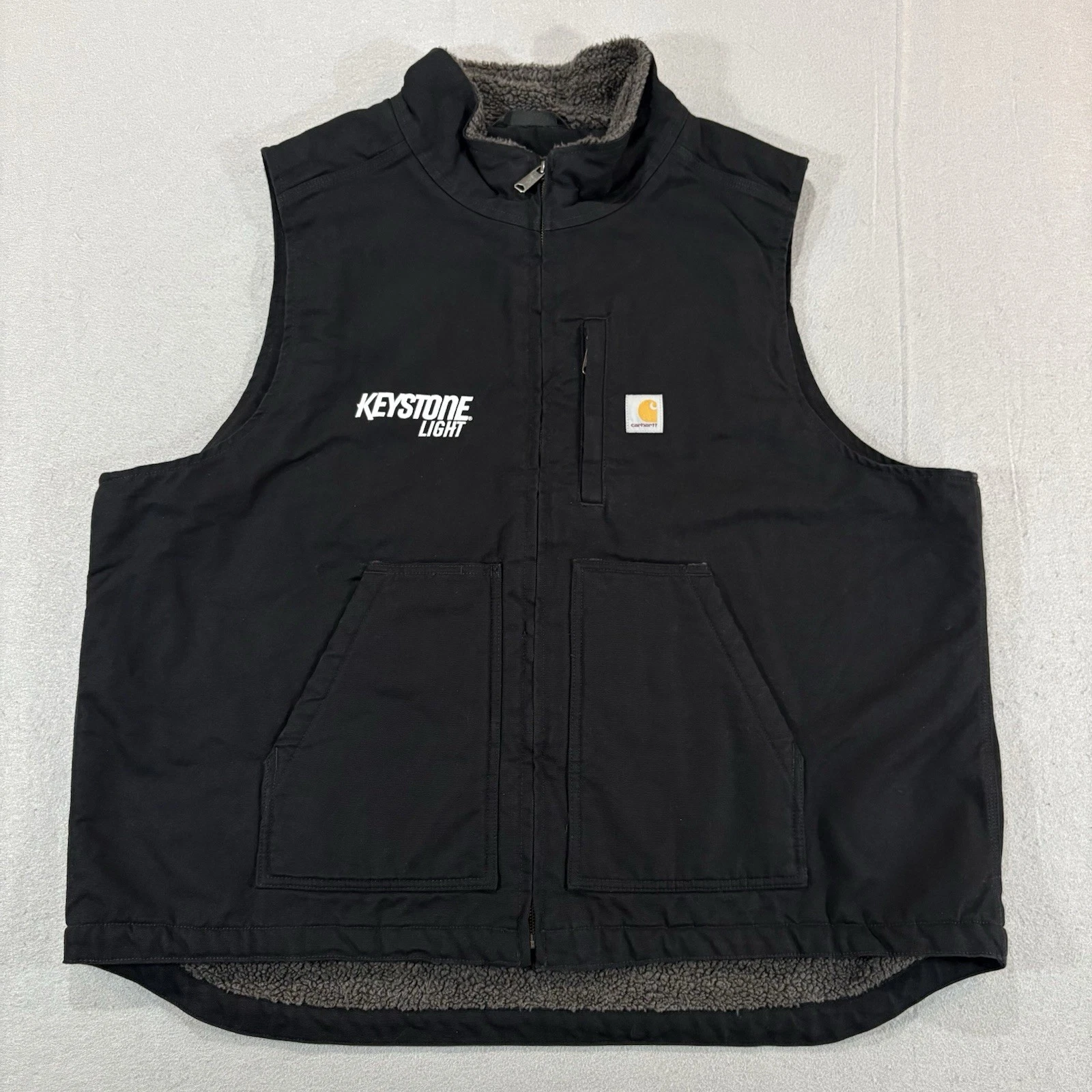 Carhartt Men's Loose Fit Workwear Vest Black 2XL Sherpa Line Canvas Keystone