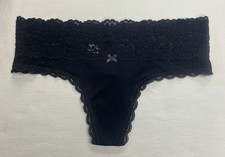 Aerie Lace Trimmed Microfiber Thong with Bow Accent -- SMALL