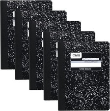 Elegant Marble Composition Notebooks, 100 Wide Ruled Sheets - 5 Pack Excellence