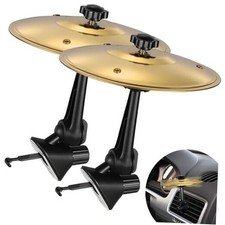 2 Pack Golden Car Cymbal Air Vent Clip - Mini Crash Cymbal for Car 2-PACK