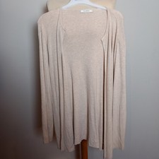 Women's M  S Oatmeal Beige Open knitted Cardigan UK Size 14
