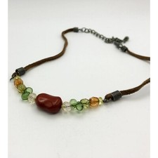 10" Necklace beads with a leather cord