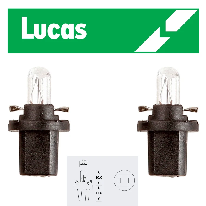Lucas 12v 1.2w B8.5d 509T Black Light Bulb Tacho Dash Panel x2