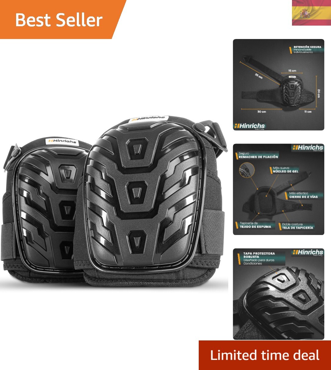 Rodilleras Ajustables Hinrichs - Transpirables y Resistentes para Construcción