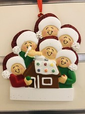 Personalized Ornament Cute Family of 6 holiday Christmas Birthday Gift