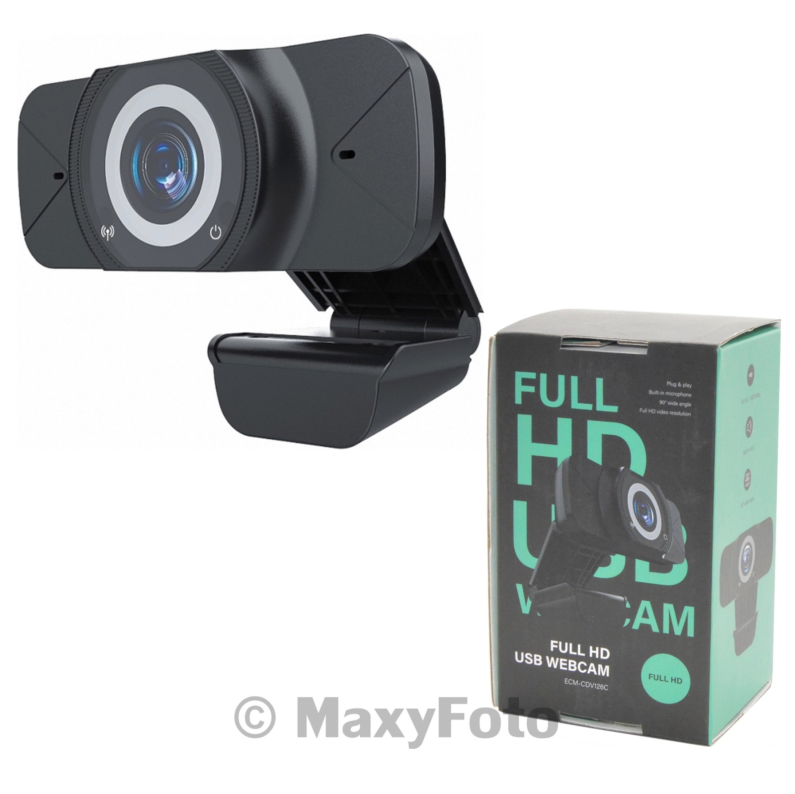 PC CAMERA WEBCAM ECM-CDV126C SKYPE USB 1920X1080 MICROFONO INCORPORATO BLACK