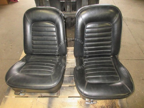 1966 Corvette Used Original Black Vinyl Survivor Seat Assemblies w/Tracks Pair - Bild 19 von 22